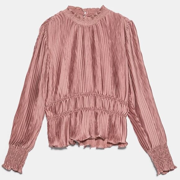 ZARA PLEATED BLOUSE - Picture 9 of 10